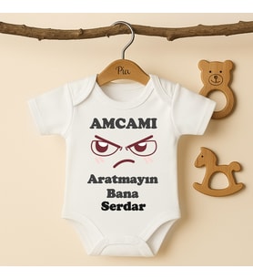 Pia Baby B32 %100 Pamuk Amcamı Aratmayın Bana Yazılı Tasarlanabilir İsme Özel Bebek Body (Ekru)