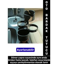 Oto Bardaklık Kullanım Kablo Geçişli Küçük Eşya Bardak Ayarlanabilir Araç İçi Çoklu Bardak Tutacağı