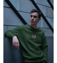 Erkek Minimal Maine Coon Kedi Logolu Unisex Bisiklet Yaka Sweatshirt – Günlük & Basic Stil (Koyu Yeşil)