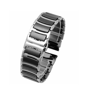 Samsung Galaxy Watch Gear S2 / 3 41mm Kordon Çerçeveli Seramik Metal Kordon (Siyah - Gümüş)