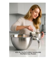 Inox Çelik Profesyonel Ölçülü Karıştırma Kabı - 400 ml Sos & Hazırlık Şefi Serisi