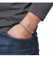 Erkek Halat Çelik Zincir Bileklik 6mm (Gümüş)