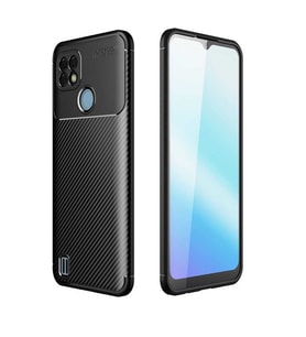 Realme C21 Kılıf Zore Negro Karbon Tasarım Silikon Kılıf (Siyah)