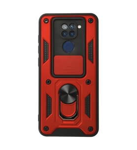 Xiaomi Redmi Note 9 Kılıf Pars Lens Yüzüklü Silikon - Kırmızı