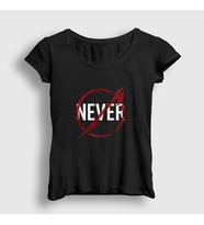 Presmono Kadın Siyah Never Metallica T-Shirt 67562tt