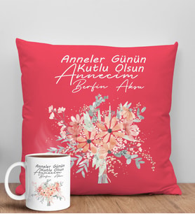 BK Gift Kişiye Özel İsimli Anneler Günü Tasarımlı Kırmızı Kırlent Yastık ve Kupa Seti, Anneye Hediye, Ev Dekorasyonu, Anneler Günü Hediyesi-9