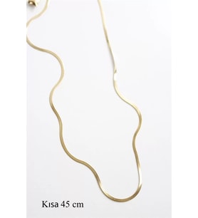 İnce İtalyan Zincir Çelik Kolye (45cm) - Altın