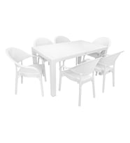 Mandella Elit Rattan 90x150 Eylül Koltuk Masa Takımı Beyaz