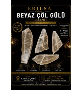 Sertifikalı Beyaz Çöl Gülü Selenit Taşı Kütle - 6-9 cm Doğal Yaprak Form Ham Kristal
