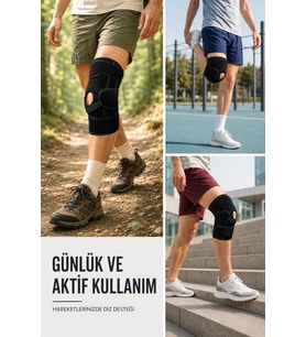 Patella Destekli Ligamentli Dizlik Ayarlanabilir Cırtlı Silikon Pedli Diz Desteği