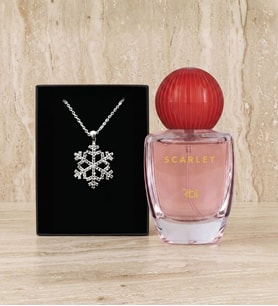 Işıltılı Zarafet Hediye Kutusu (Rebul Scarlet EDP 50 ml & Kar Tanesi Kolye Hediye Seti)