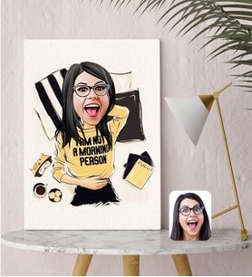 BK Gift Kişiye Özel Karikatürlü Moda İkonu 6 Kanvas Tablo (30x50cm.)