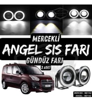 Fiat Doblo D3 2010-2015 Uyumlu Mercekli Angel Sis Farı Metal 76 mm Beyaz Halkalı Gündüz Farı 2 Adet