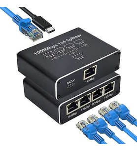 ETHERNET SPLİTTER 1X4 4 PORT ETHERNET ÇOKLAYICI 1000MBPS CAT5 CAT6 RJ45 KABLO ÇOKLAYICI