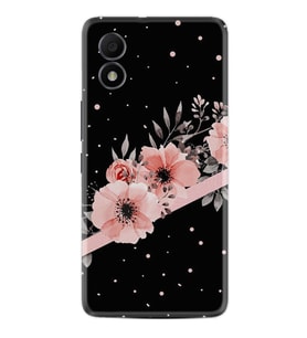 TCL 303 Kılıf Resimli Desenli Baskılı Silikon Siyah Şerit Mermer 1298