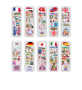 10 Adet Ülkeler Kitap Ayracı (40x145 mm)