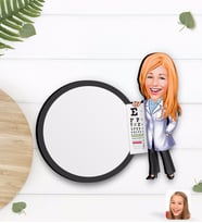 BK Gift Kişiye Özel Kadın Göz Doktoru Karikatürlü Ahşap Bardak Altlığı-1