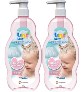 Uni Baby Bebek Kolay Tarama Saç ve Vücut Şampuanı 700ML (Pompalı) (2 Li Set)