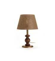 Lighting Fiona Ahşap Abajur - Ceviz Ayak / Kahverengi Başlık - 40 cm