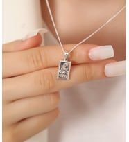 Gümüş Külçe Kolye, 925 Ayar Gümüş Üzeri 14K Altın Kaplama Külçe Kolye, Külçe, Gümüş Kolye (Silver)