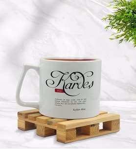 BK Gift Kişiye Özel Mânâ Kardeş Tasarımlı Middle Beyaz Kupa Bardak Model 1