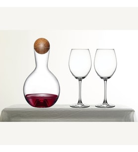 NudeGlass Vintage Kristal Karaf & Paşabahçe Enoteca Şarap Kadehi Seti – 3 Parça Şık Sunum Seti
