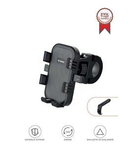 Telefon Tutucu 2si1 Arada Bisiklet Motosiklet ve Scooter Telefon Tutacağı JX067 Siyah
