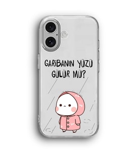iPhone 16 Uyumlu Garibanın Yüzü Gülür mü? Desenli Silikon Şeffaf Telefon Kılıfı