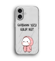 iPhone 16 Uyumlu Garibanın Yüzü Gülür mü? Desenli Silikon Şeffaf Telefon Kılıfı