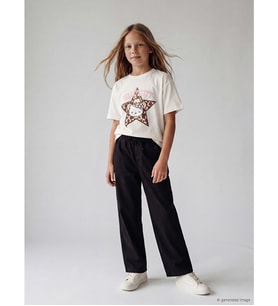 LCW Kids Siyah Wideleg Kız Çocuk Jean Pantolon