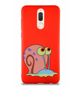 Huawei Mate 10 Lite Soft Premier Kapak Salyangoz Gary Tasarımlı Silikon Kılıf - Kırmızı (Şeffaf)