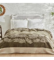Karaca Home Leaf Haki Çift Kişilik Pamuk Battaniye