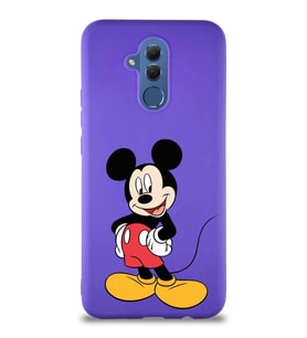 Huawei Mate 20 Lite Soft Premier Kapak Mickey Mouse-E Tasarımlı Silikon Kılıf - Mor (Şeffaf)