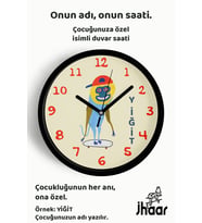 İsme Özel Kaykaylı Artist Maymun Çocuk Odası Duvar Saati Orta Boy 30 cm Siyah Camlı Sessiz