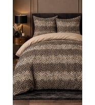 More Home Çift Kişilik Nevresim Takımı Lastikli Çarşaflı Leopar Bej