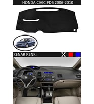 Honda Civic Fd6 2006-2010 Için Uygun Torpido Koruma Halısı Siyah Kenar Renk Siyah