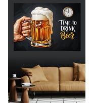 Bira Bardağı Ve Time To Drink Dekoratif Kanvas - Mdf Ahşap Tablo