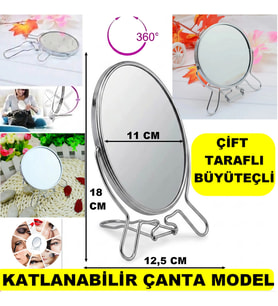 Çift Taraflı Büyüteçli Ayna, 11 Cm Makyaj Aynası, Metal Çerçeve Ve Ayaklı Masa Üstü Makyaj Aynası Gümüş 3x Büyüteç