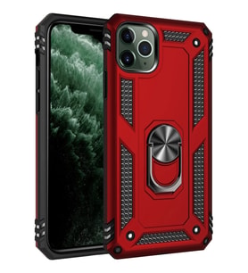 iPhone 11 Pro Kılıf Sofya Yüzüklü Silikon Kapak - Kırmızı