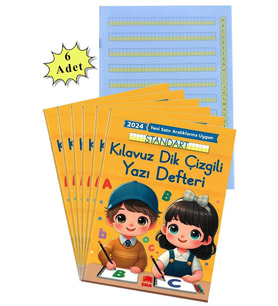 Yeni Müfradat Güzel Yazı Defteri Orta Boy 16.5x24  24 Yaprak 6 Adet Standart Kılavuz Dik Çizgili Yazı Defteri Satır Aralıklarına Uygun (Çok Renkli)