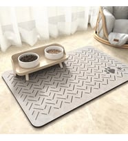 MAtGo Pati Evcil Hayvan Beslenme Matı Çizgi Patili Su Geçirmez Kaymaz Krem Kedi Köpek Mama Paspası 50x70cm