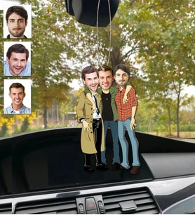 Kişiye Özel Karikatürlü Ahşap Araba Dikiz Ayna Süsü Erkek Arkadaşlar Kankiler-1