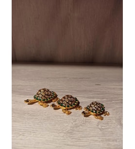 Swarovski Taşlı Kaplumbağa 3'lü Mücevherlik / Dekoratif Biblo (Beyaz)