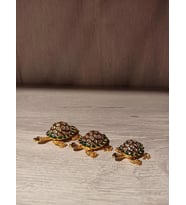 Swarovski Taşlı Kaplumbağa 3'lü Mücevherlik / Dekoratif Biblo (Beyaz)