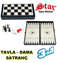 Star Manyetik Tavla, Dama ve Satranç 3 Oyun 1 Arada 1. Kalite Manyetik Satranç Oyun Dama Oyun