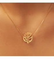 Kişiye Özel 925 Ayar Gümüş Özel Tasarım Gül Model Kolye (Gold)