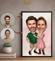 Kişiye Özel Çerçeveli Çift Karikatür Çerçeveli Tablo,Sevgililer Günü Hediyesi,Kişiye Özel Çerçeveli Tablo,Kişiye Özel Hediye (Çok Renkli)