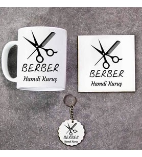 Berber Kupa Bardak Altlık ve Anahtarlık Hediye Seti (Model 1)