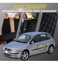 Fiat Bravo Siyah Renk Tay Tüyü Cepli & Terletmez Sırtlı Oto Koltuk Minder Seti - Koltuk Koruma Kılıfı (ÖN & ARKA TAM SET)