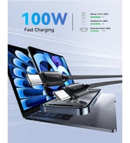 USB C'den USB C'ye şarj Kablosu 100W, Manyetik Spiral Kablo, PD Hızlı şarj Protokolleriyle Uyumlu, USB2.0 480Mb/s'de veri Aktarımını Destekler, Siyah 1M, i-Phone 15 ile Uyumlu vb.